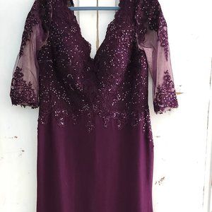 Size 16 GRAPE Purple Long Formal Gown, Mother of Bride Dress, NWT, JJs House